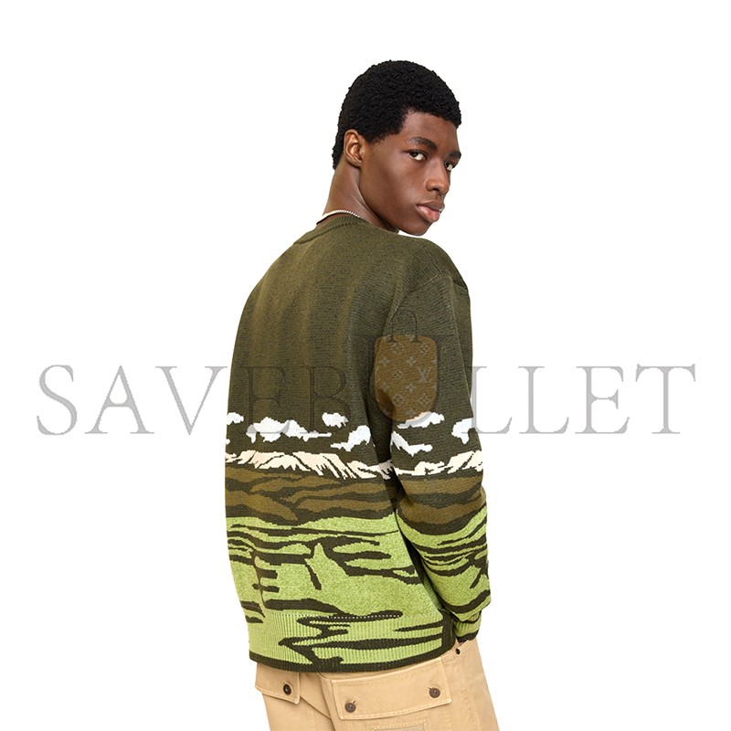 Bv*b*rry landscape wool blend sweater in juniper green 81182321